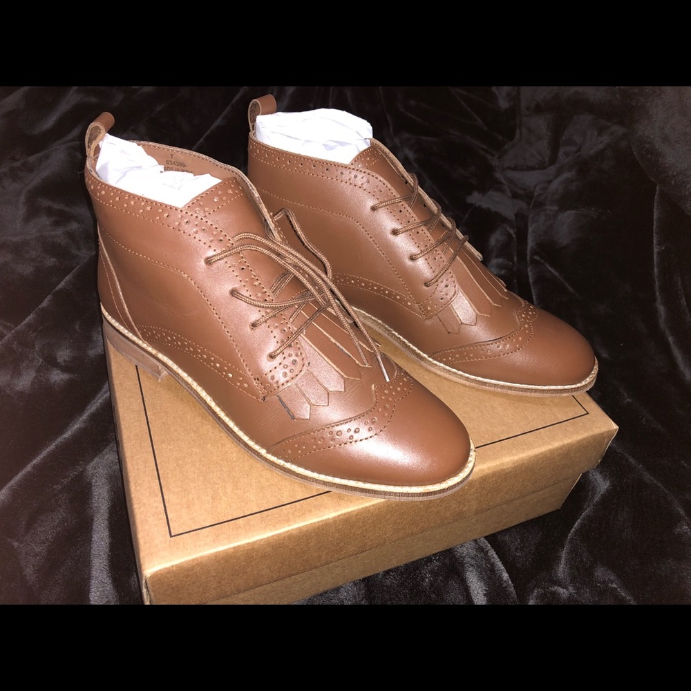 Asos Abery Brogue Lace Up Leather Booties